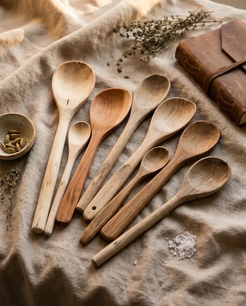 Wooden crafts with a natural backdrop